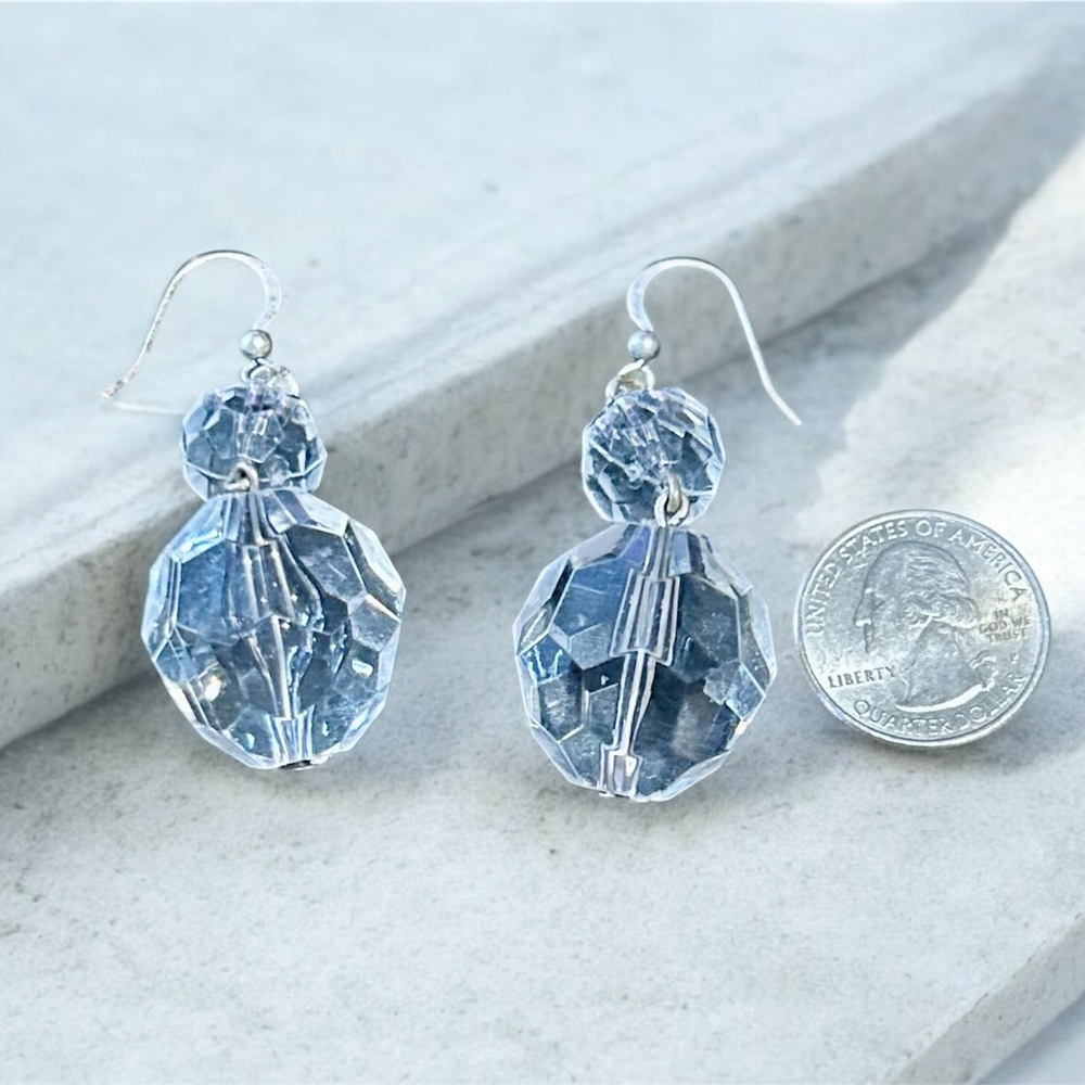 Vintage Clear Drop Earrings - Picture 3 of 3